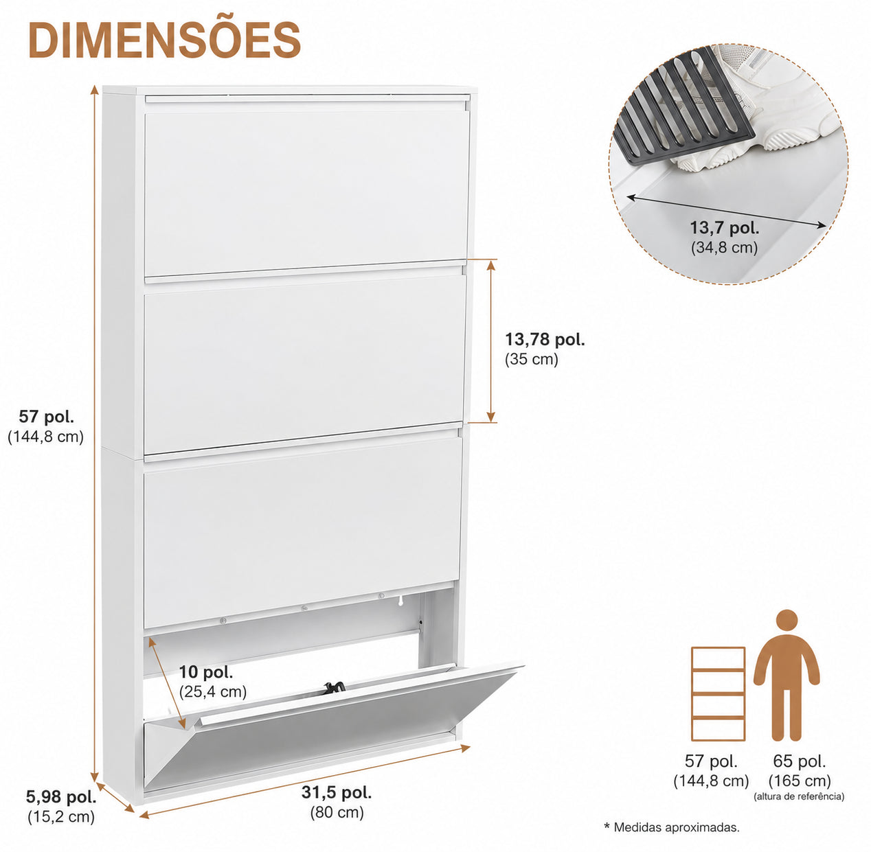Armário Sapateira Slim Metálica 4 Portas Basculantes 2