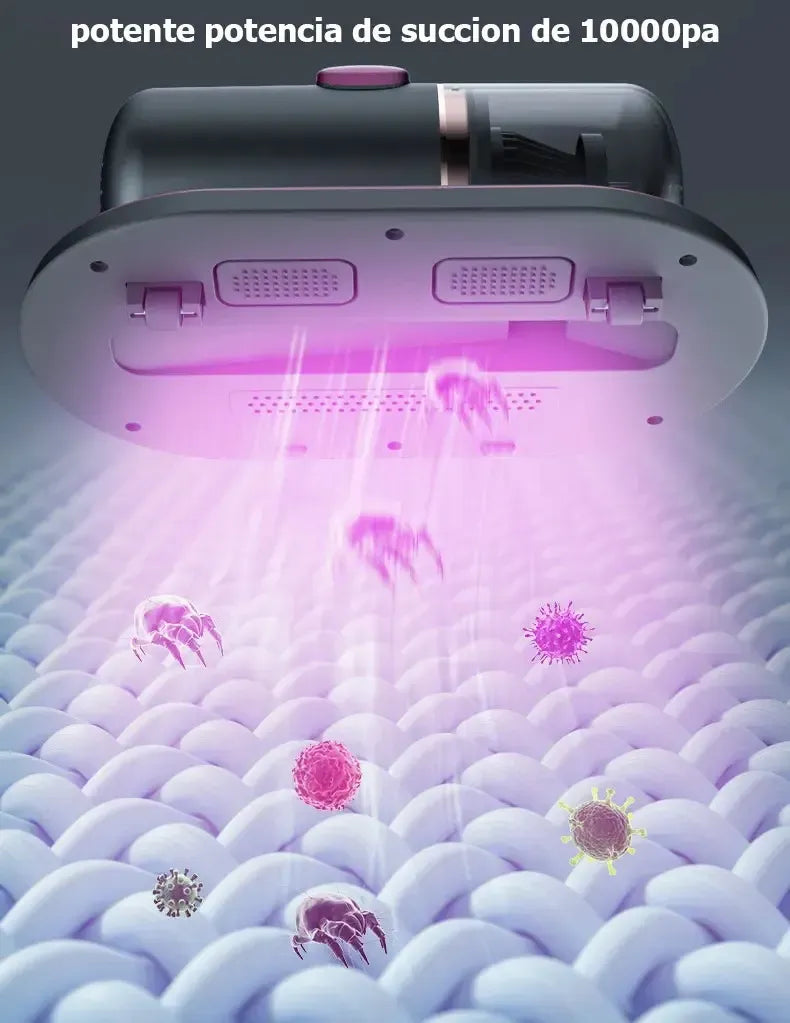 Aspirador Anti Ácaro Portátil Sem Fio Com Luz Uv Filtragem Cor Cinza/roxo 8