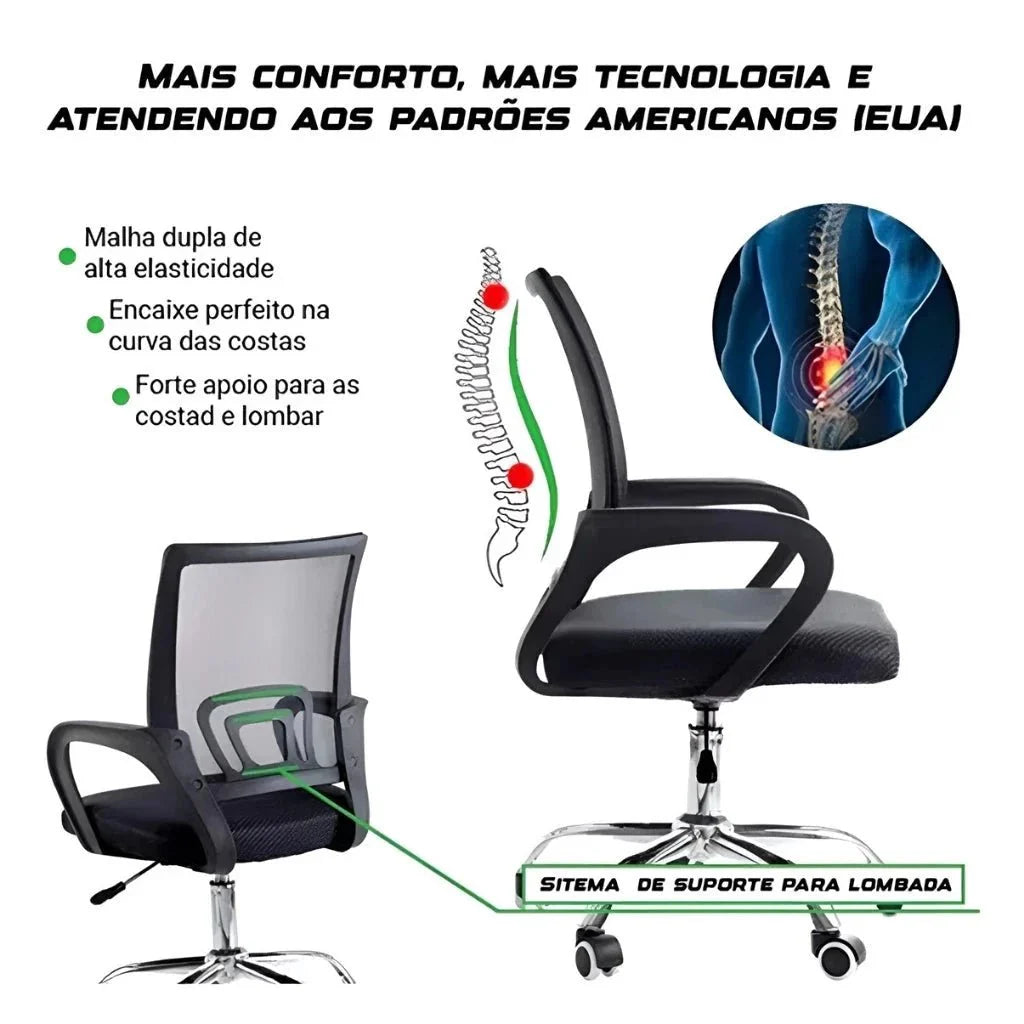 Cadeira de Escritório com Encosto em Tela Mesh 8