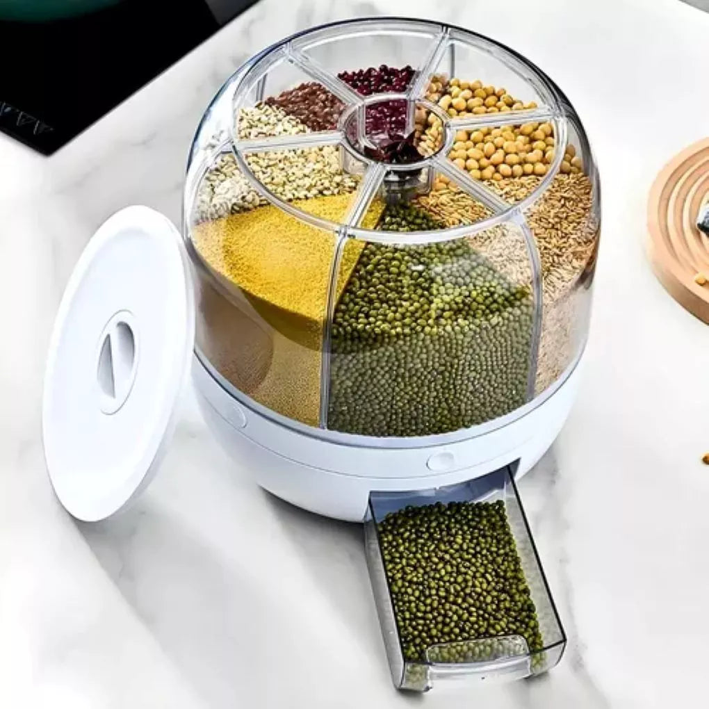 Dispenser de Cereais Giratório 6 Divisórias | Porta Grãos Organizador de Cozinha 5