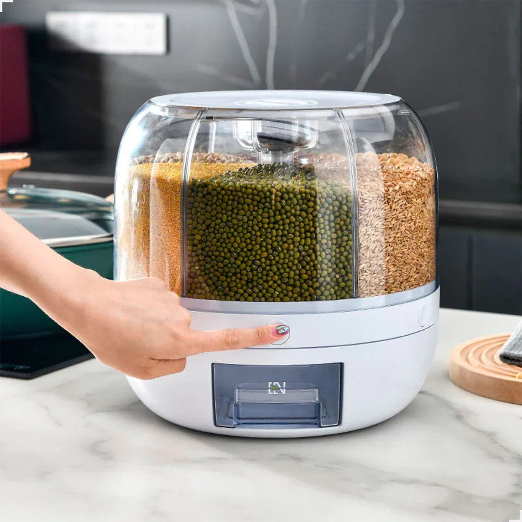 Dispenser de Cereais Giratório 6 Divisórias | Porta Grãos Organizador de Cozinha 10