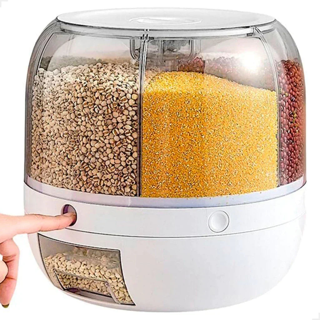 Dispenser de Cereais Giratório 6 Divisórias | Porta Grãos Organizador de Cozinha 2