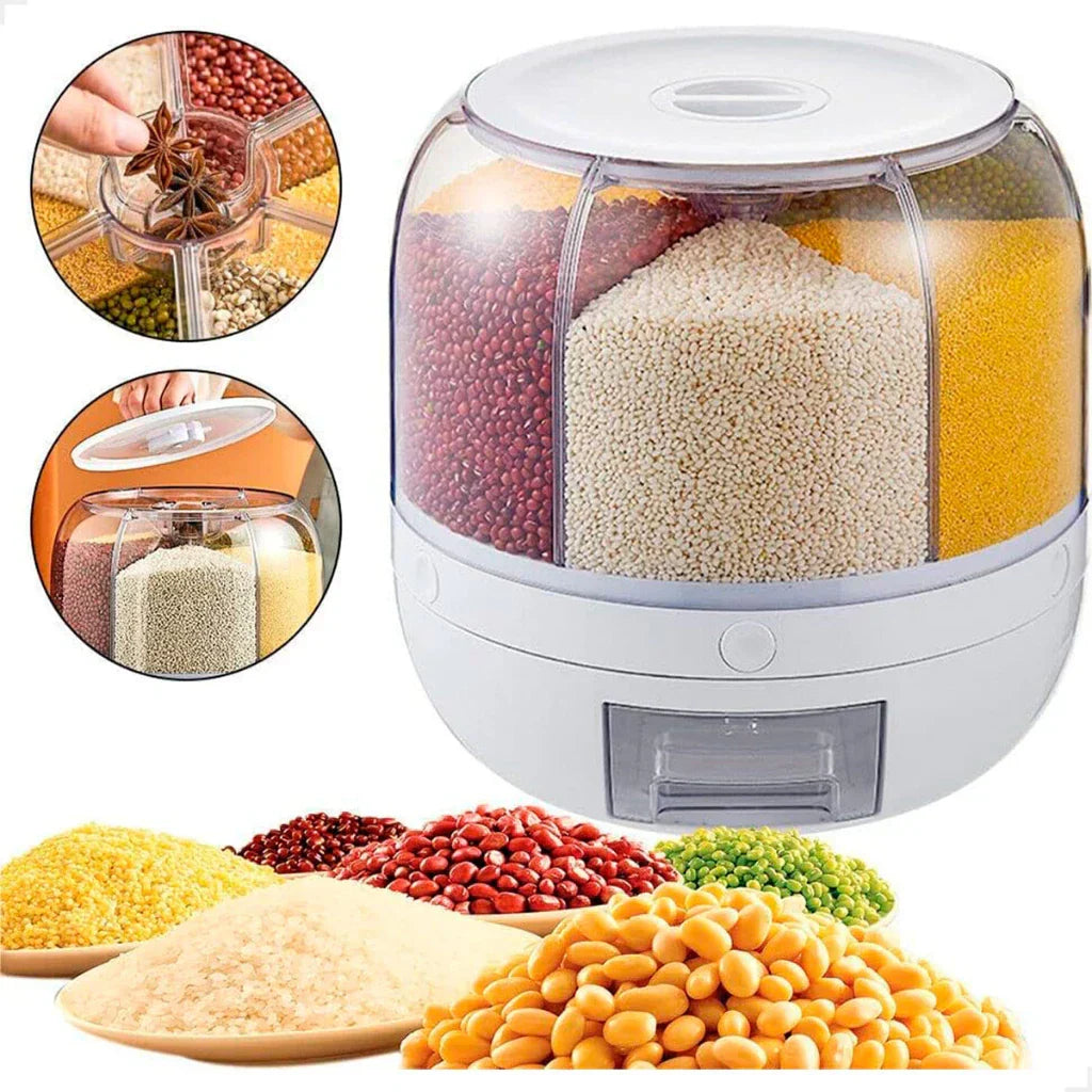 Dispenser de Cereais Giratório 6 Divisórias | Porta Grãos Organizador de Cozinha 3