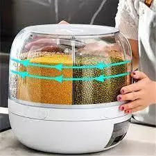 Dispenser de Cereais Giratório 6 Divisórias | Porta Grãos Organizador de Cozinha 9