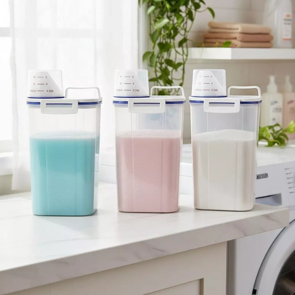 Dispenser Organizador de Lavanderia 2,5L com Copo Medidor | Pote Hermético — detalhe 6