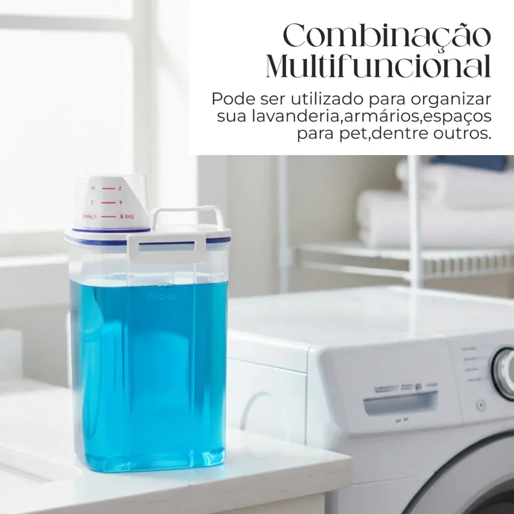 Dispenser Organizador de Lavanderia 2,5L com Copo Medidor | Pote Hermético — detalhe 5