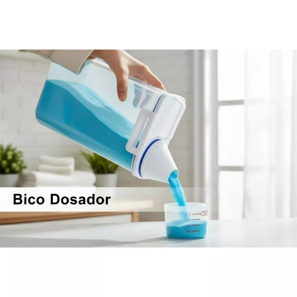 Dispenser Organizador de Lavanderia 2,5L com Copo Medidor | Pote Hermético — detalhe 2
