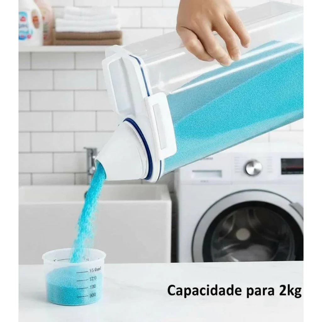 Dispenser Organizador de Lavanderia 2,5L com Copo Medidor | Pote Hermético — detalhe 4