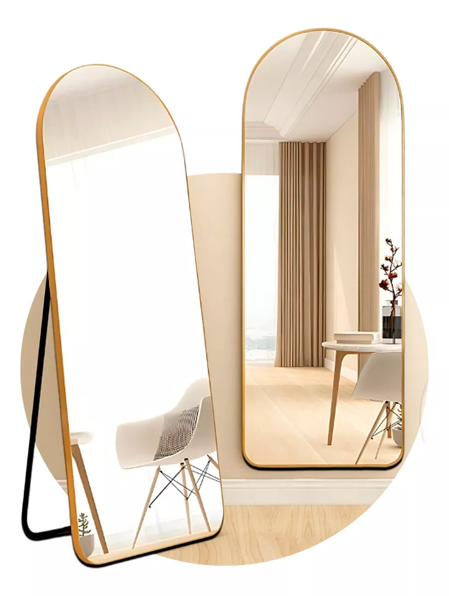 Espelho Pinterest Grande com Suporte e Moldura Dourada 3