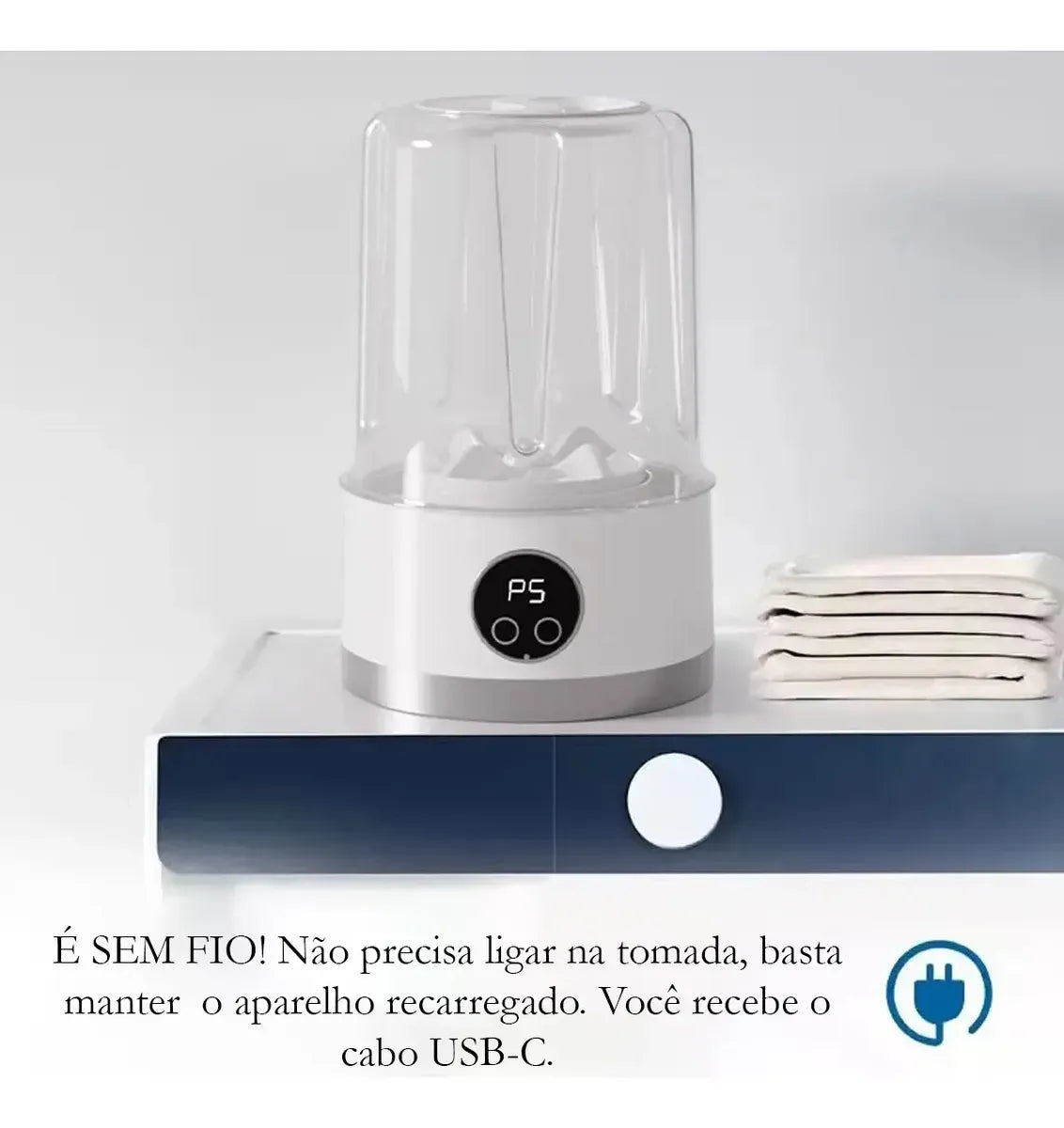 Mini Lava Roupas com Carregamento Usb Portátil aprova de água 7