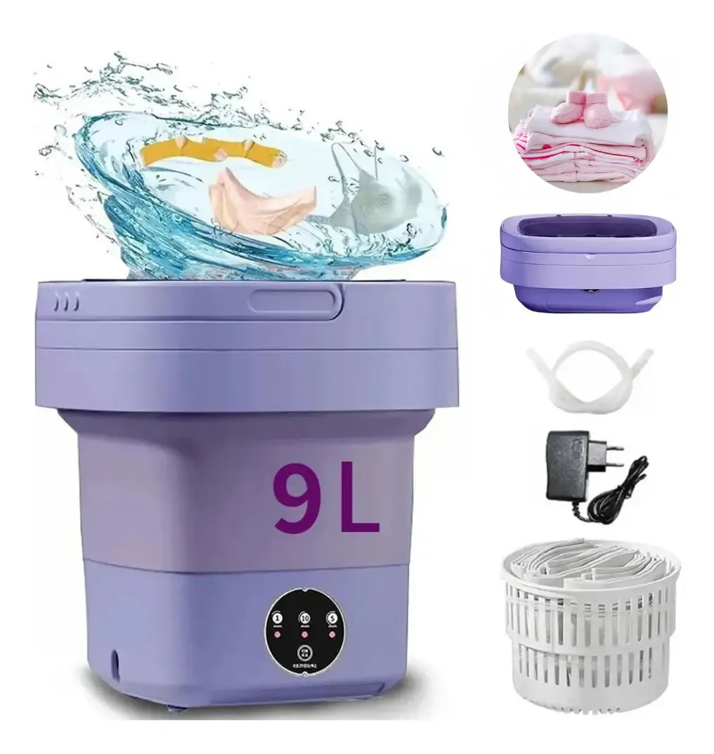 Mini Máquina Lavar Roupas Balde Lavadora Dobrável Portátil — detalhe 2