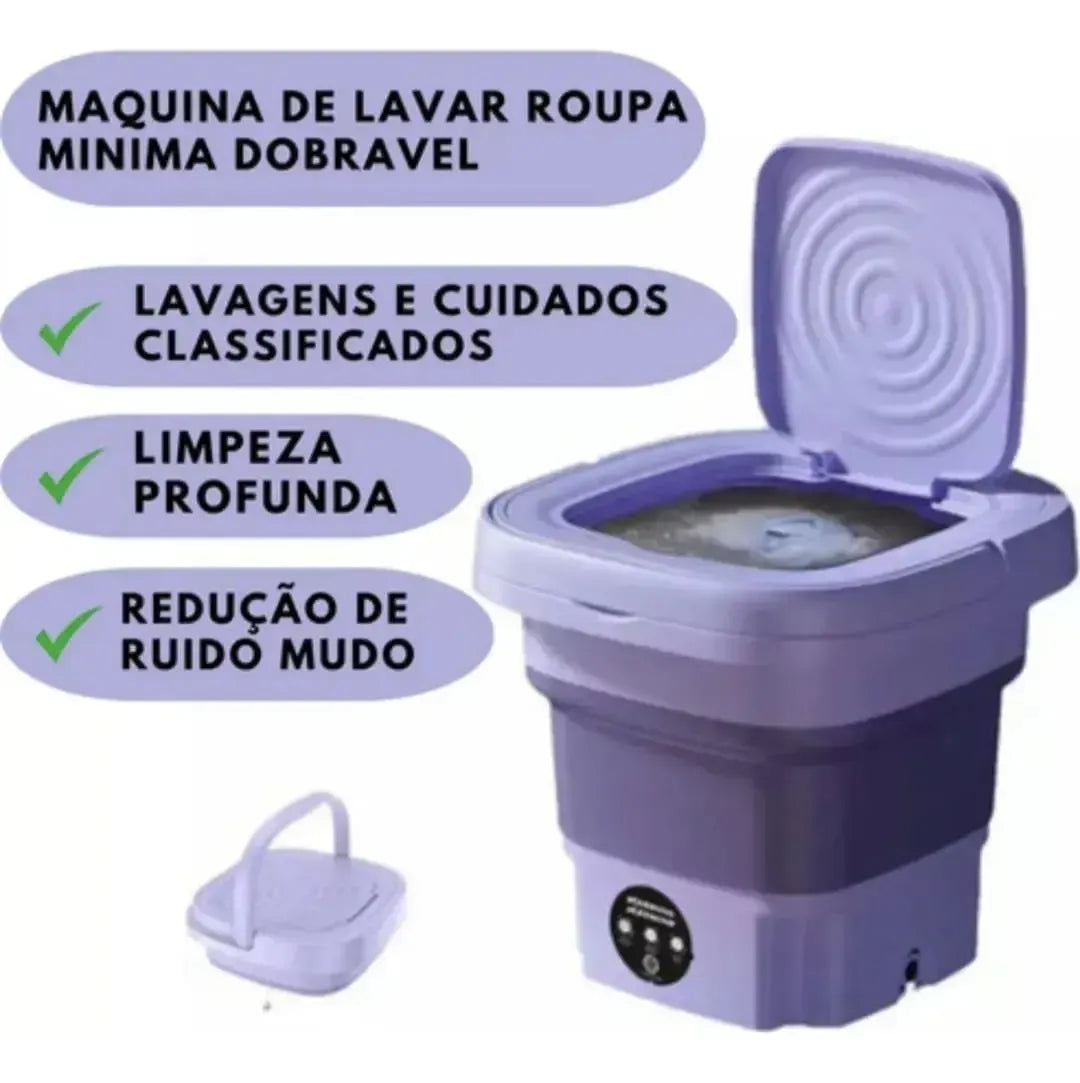 Mini Máquina Lavar Roupas Balde Lavadora Dobrável Portátil — detalhe 3