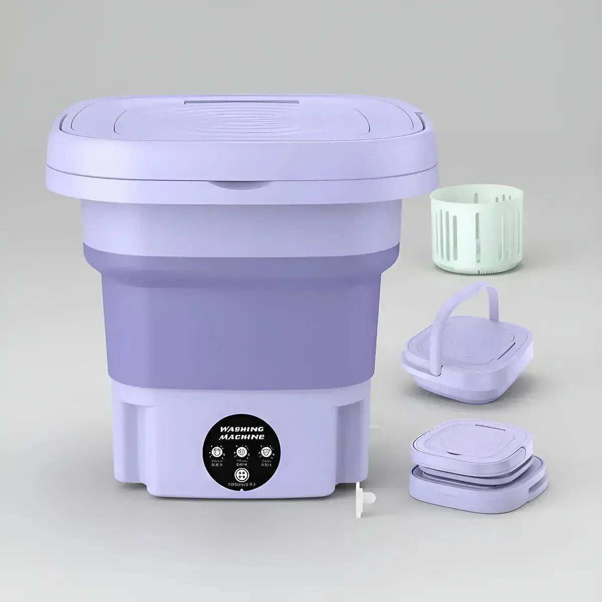 Mini Máquina Lavar Roupas Balde Lavadora Dobrável Portátil — detalhe 11