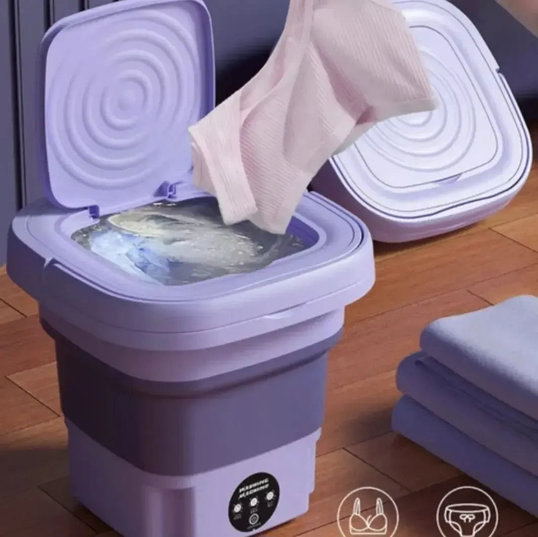 Mini Máquina Lavar Roupas Balde Lavadora Dobrável Portátil — detalhe 9