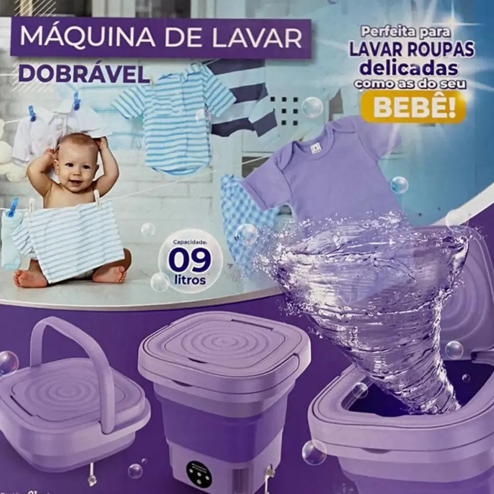 Mini Máquina Lavar Roupas Balde Lavadora Dobrável Portátil — detalhe 8