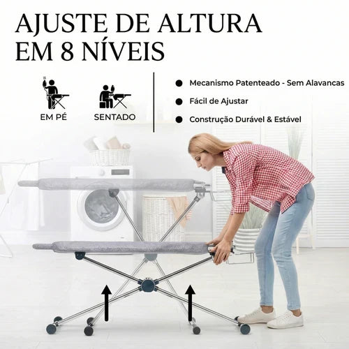 Tábua de Passar Roupas 360° – Giratória, Face Dupla e 8 Níveis de Altura 7